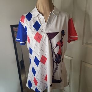 Garment One - Unique Artsy Golf Shirt,  Size L